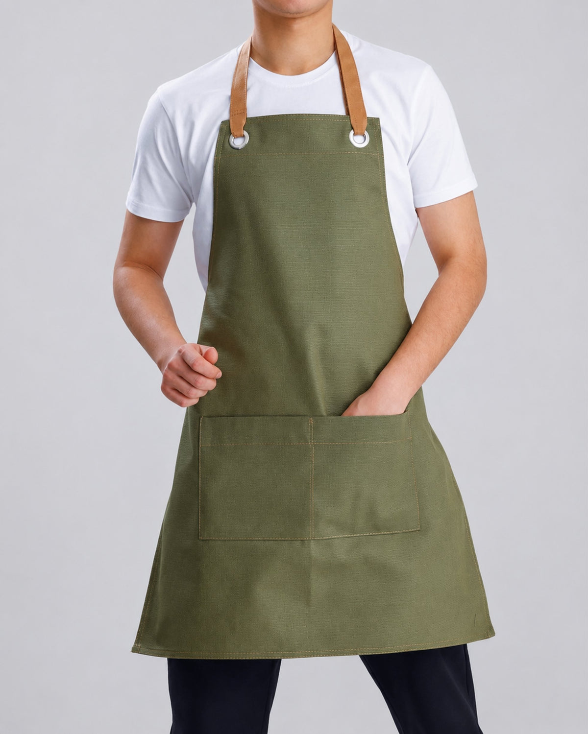 Custom branded henry apron for cafés, restaurants and hospitality businesses – IF Brand Works (view 5)