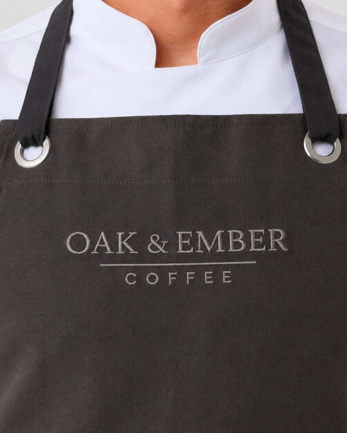 Custom branded henry apron for cafés, restaurants and hospitality businesses – IF Brand Works (view 3)