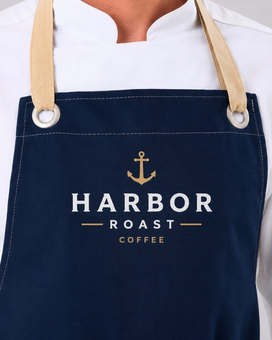 Custom branded henry apron for cafés, restaurants and hospitality businesses – IF Brand Works (view 2)