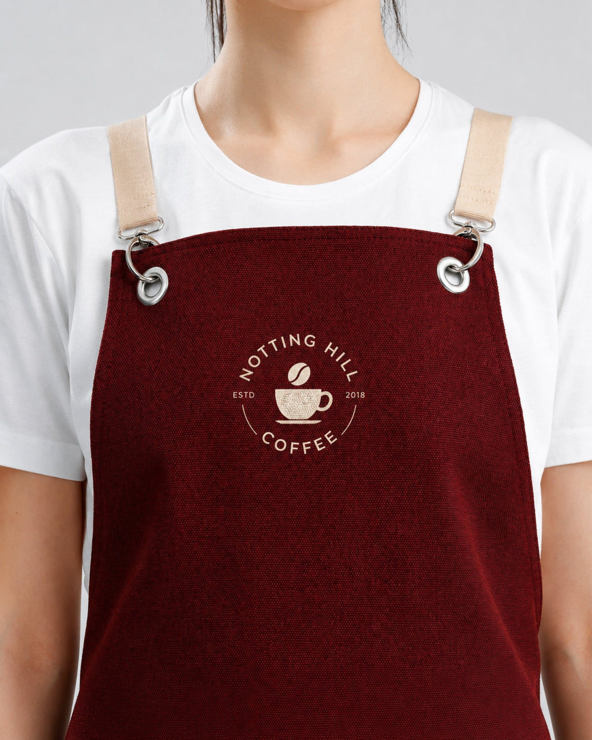 Custom branded arthur apron for cafés, restaurants and hospitality businesses – IF Brand Works (view 2)