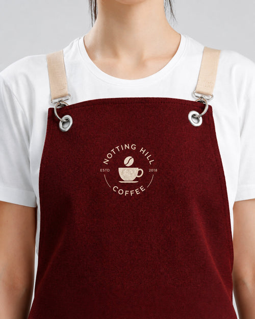 Custom branded arthur apron for cafés, restaurants and hospitality businesses – IF Brand Works (view 2)