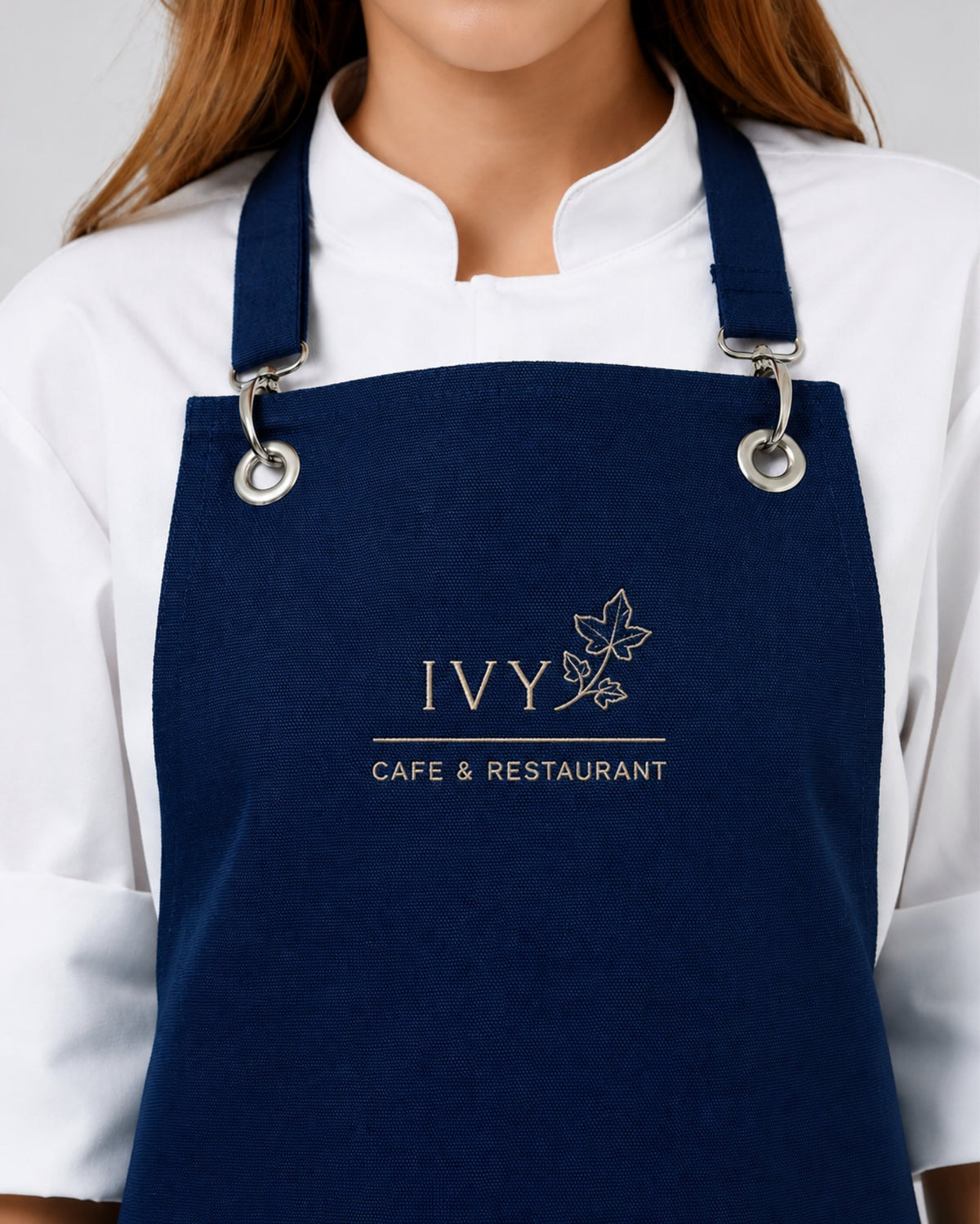 Custom branded elizabeth apron for cafés, restaurants and hospitality businesses – IF Brand Works (view 2)