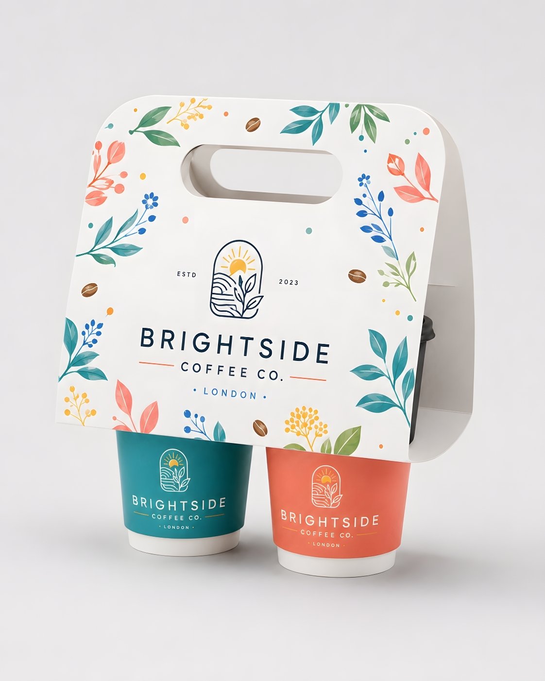 Custom branded coffee cup carrier tray