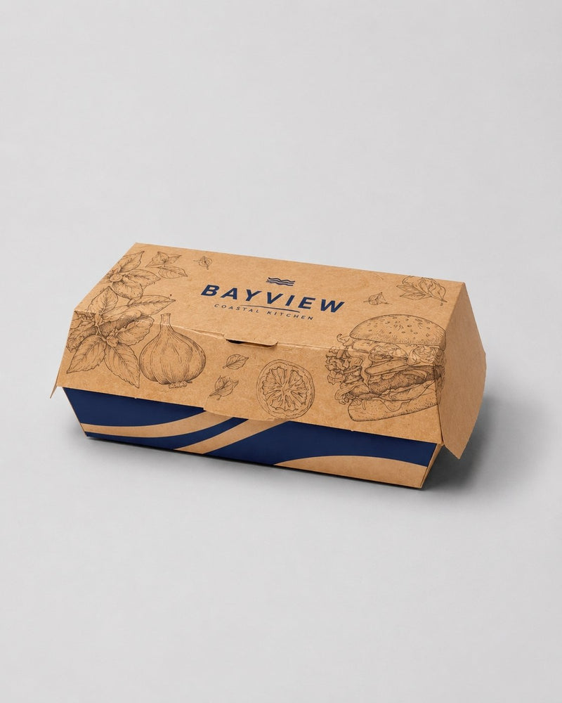 Custom branded meal box for takeaway food