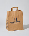 Custom branded brown flat handle paper bag
