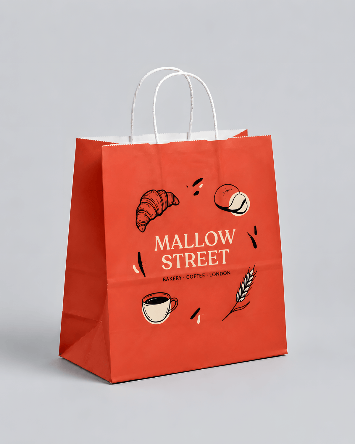 Custom branded white twisted handle paper bag