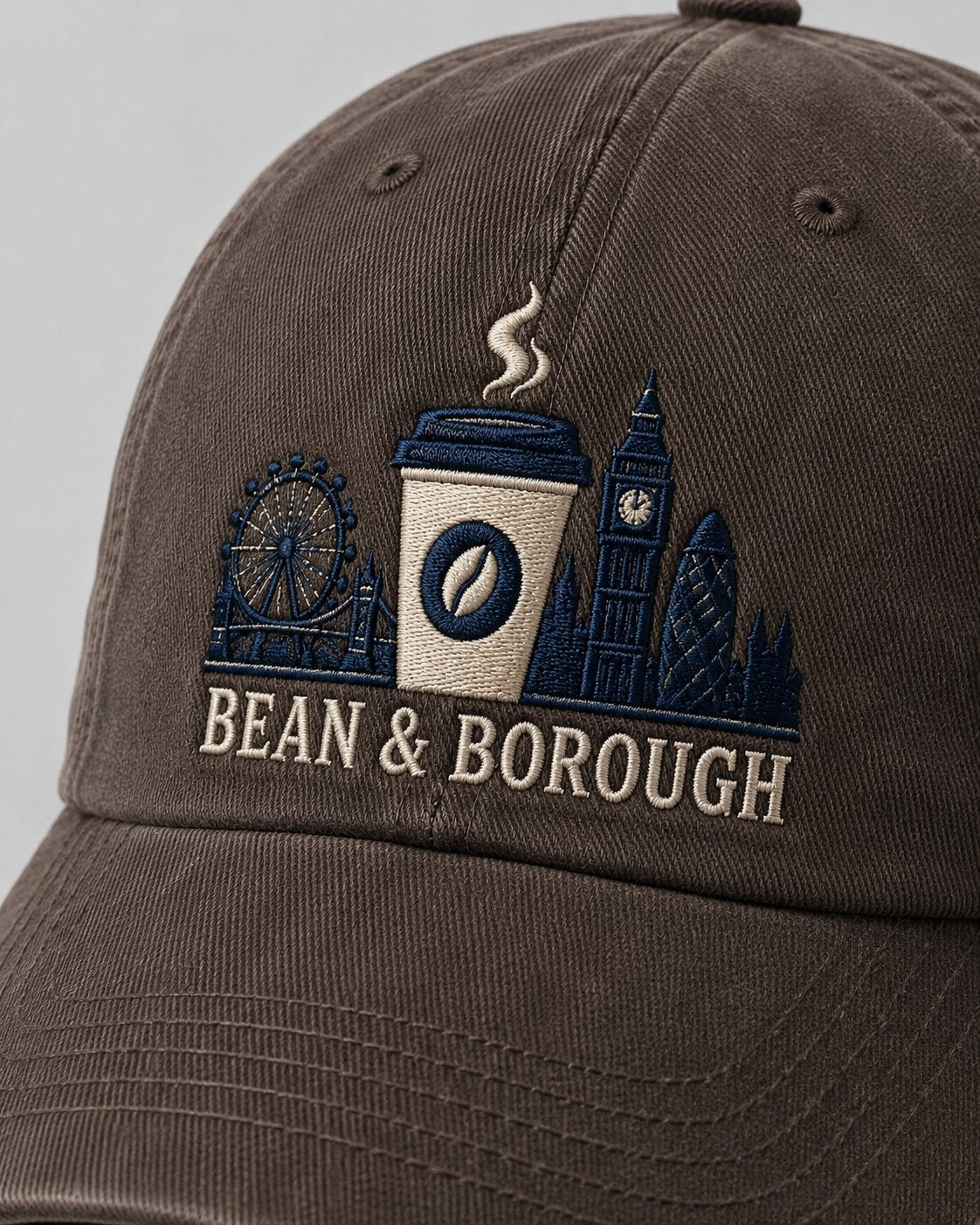 Custom branded washed gabardine cap for cafés, restaurants and hospitality businesses – IF Brand Works (view 2)