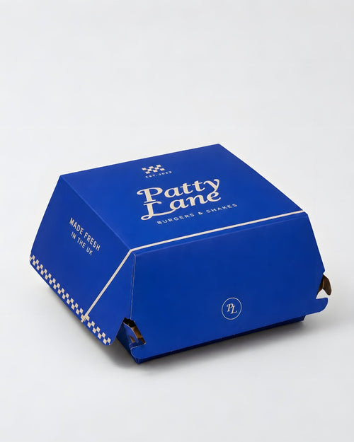 Custom branded burger box for takeaway food
