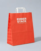 Custom branded white flat handle paper bags for cafés, restaurants and hospitality businesses – IF Brand Works (view 3)