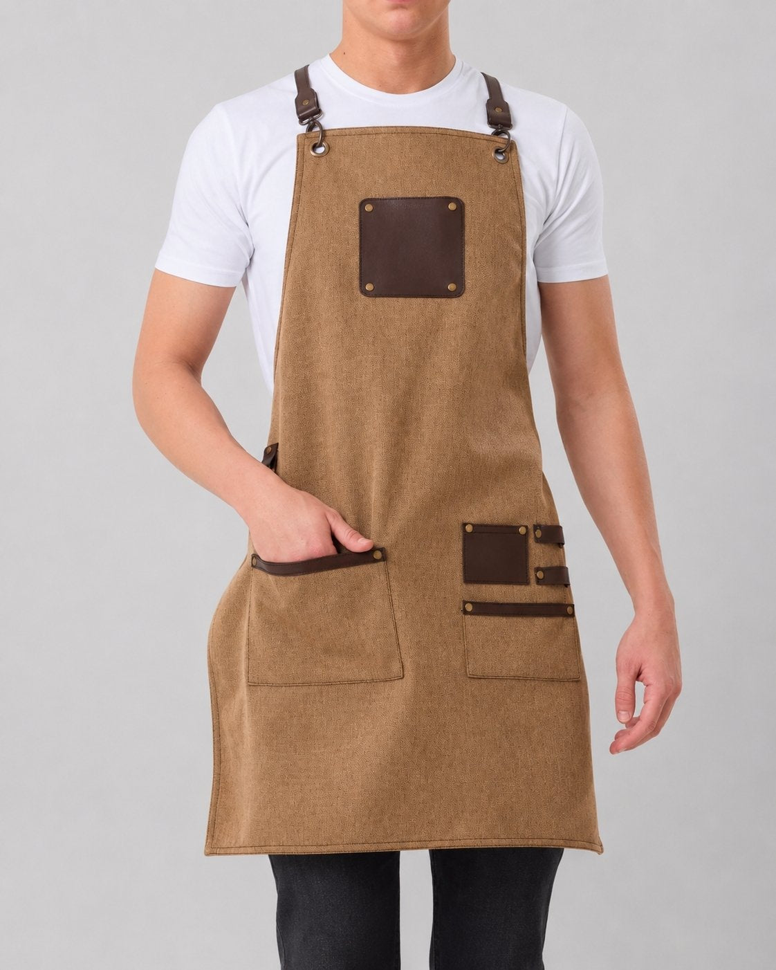 Custom branded victoria apron for cafés, restaurants and hospitality businesses – IF Brand Works (view 4)