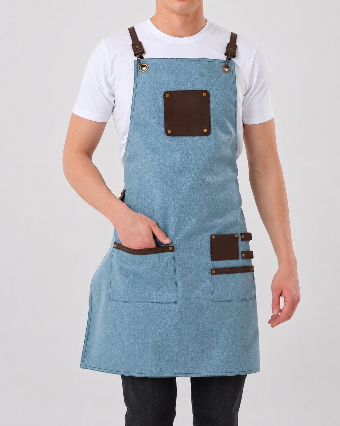 Custom branded victoria apron for cafés, restaurants and hospitality businesses – IF Brand Works (view 7)