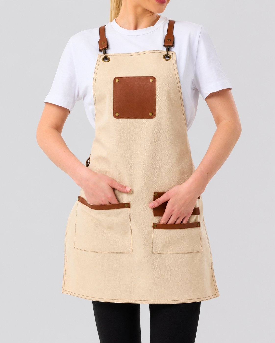 Custom branded victoria apron for cafés, restaurants and hospitality businesses – IF Brand Works (view 8)