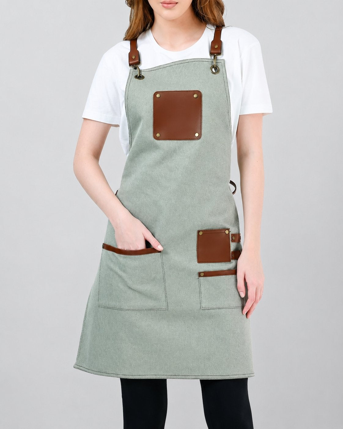 Custom branded victoria apron for cafés, restaurants and hospitality businesses – IF Brand Works (view 10)