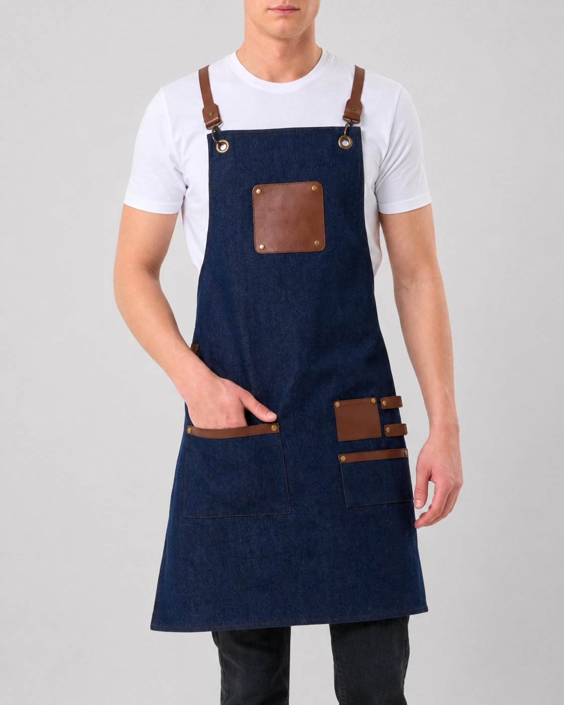 Custom branded victoria apron for cafés, restaurants and hospitality businesses – IF Brand Works (view 9)